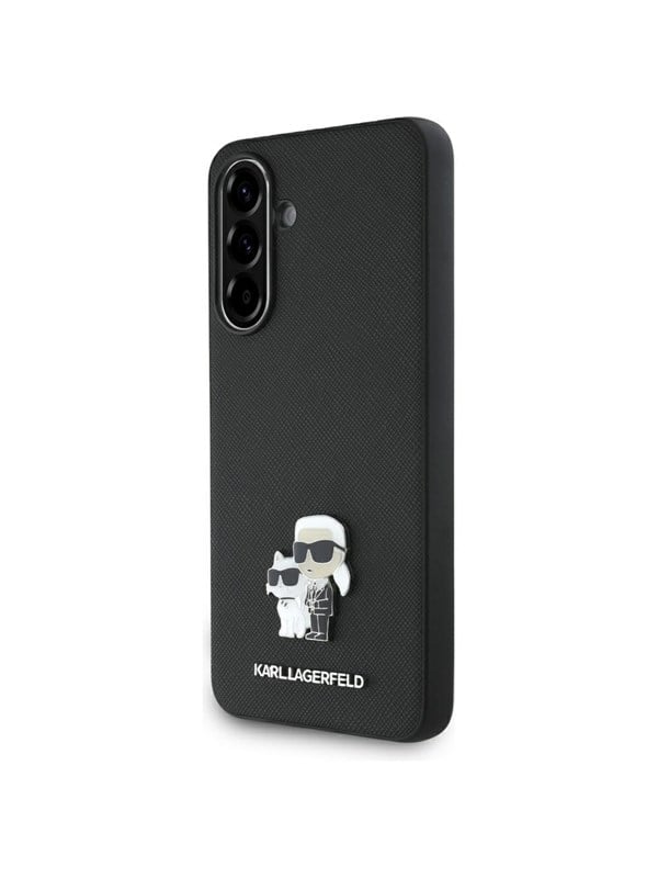 Karl Lagerfeld Saffiano Case w/ K&C Metal Logo for Samsung Galaxy A56 - Black