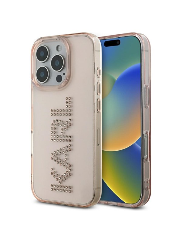 Karl Lagerfeld IML Rhinestones Logo iPhone 16 Pro Max Case - Pink