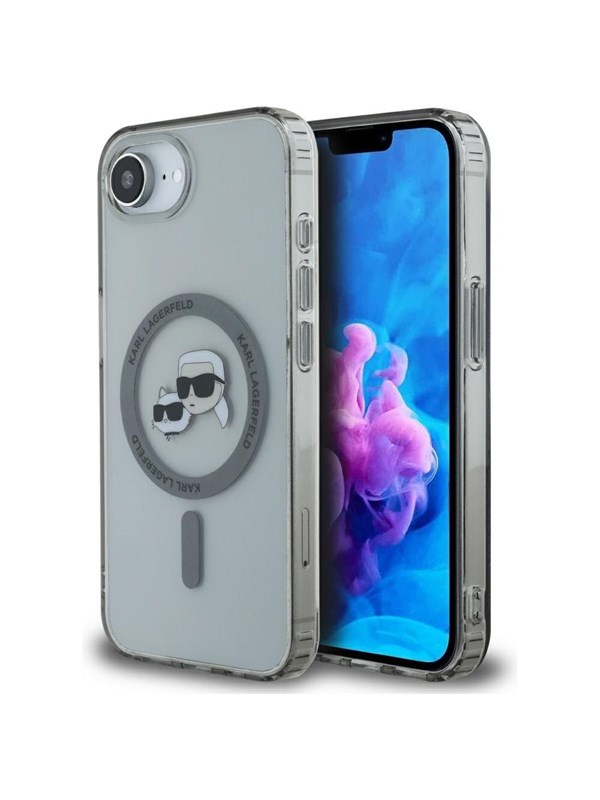 Karl Lagerfeld IML Metal Karl & Choupette Heads MagSafe iPhone 16e Case - Black