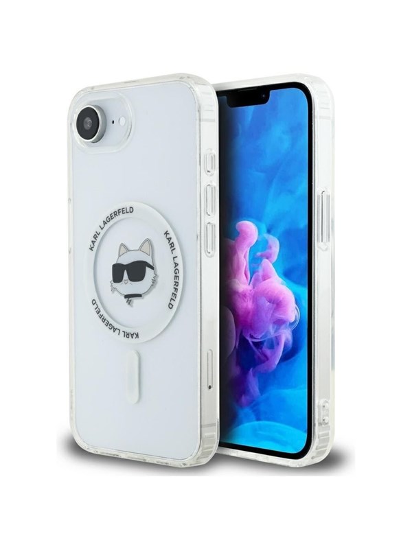 Karl Lagerfeld IML Metal Choupette Head MagSafe iPhone 16e Case - White