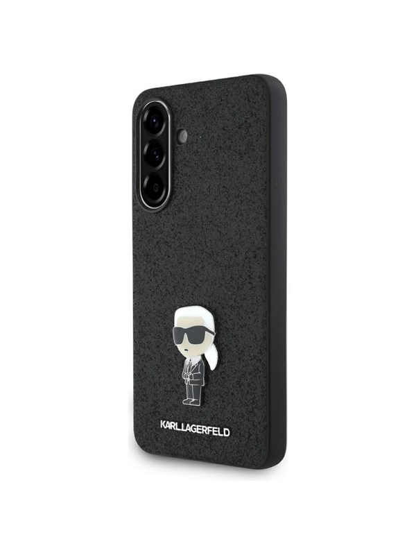 Karl Lagerfeld Fixed Glitter Ikonik Logo Metal Pin Case for Samsung Galaxy A56 - Black