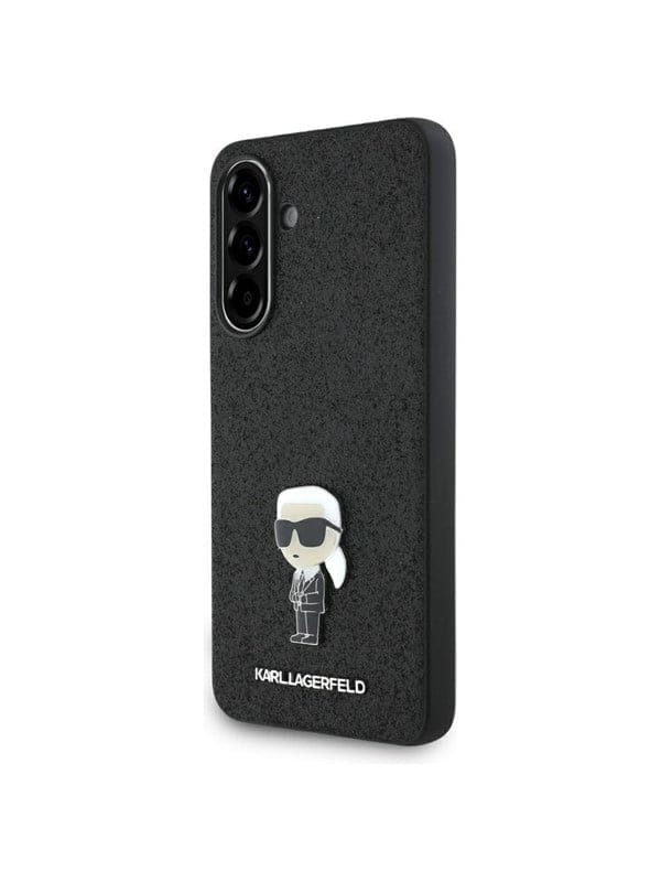 Karl Lagerfeld Fixed Glitter Ikonik Logo Metal Pin Case for Samsung Galaxy A36 - Black