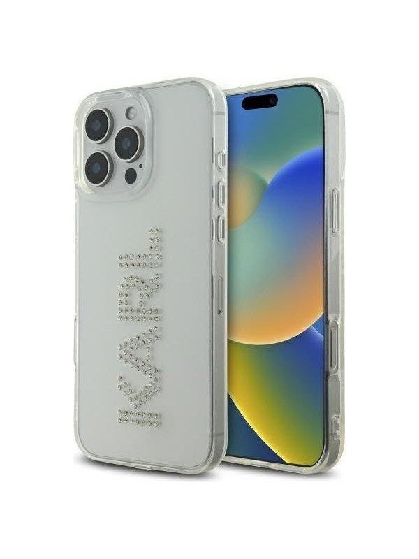 Karl Lagerfeld KLHCP16XHKLSTDCT iPhone 16 Pro Max 6.9" Clear Hard Case IML Rhinestones Logo
