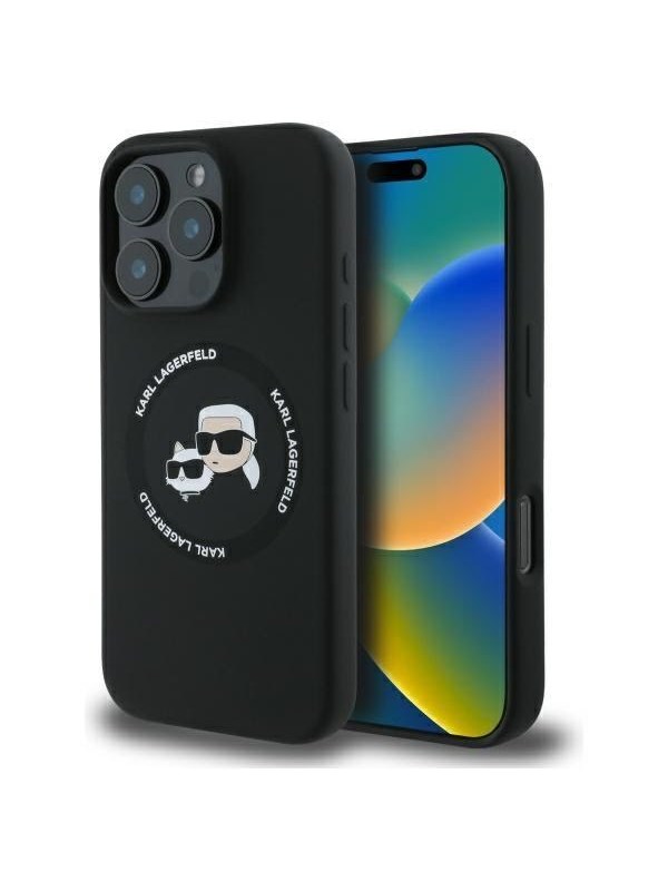 Karl Lagerfeld KLHMP16XSKCHTCK iPhone 16 Pro Max 6.9" black/black hardcase Silicone Karl&Choupette Heads MagSafe