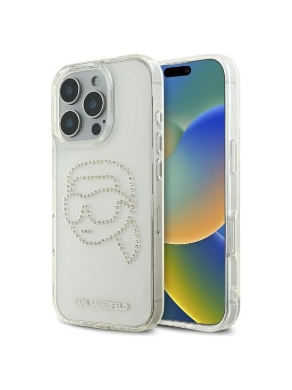 Karl Lagerfeld KLHCP16XHKHDCELT iPhone 16 Pro Max 6.9" transparent hardcase IML Rhinestones Karl Head