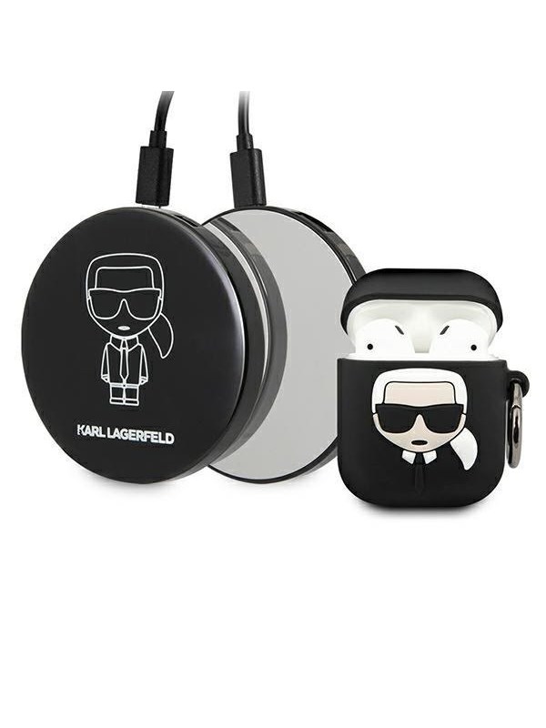 Karl Lagerfeld Ikonik Case for AirPods + Powerbank - Black - 2000 mAh