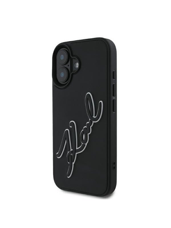 Karl Lagerfeld 3D Rubber Signature iPhone 16 Case - Black