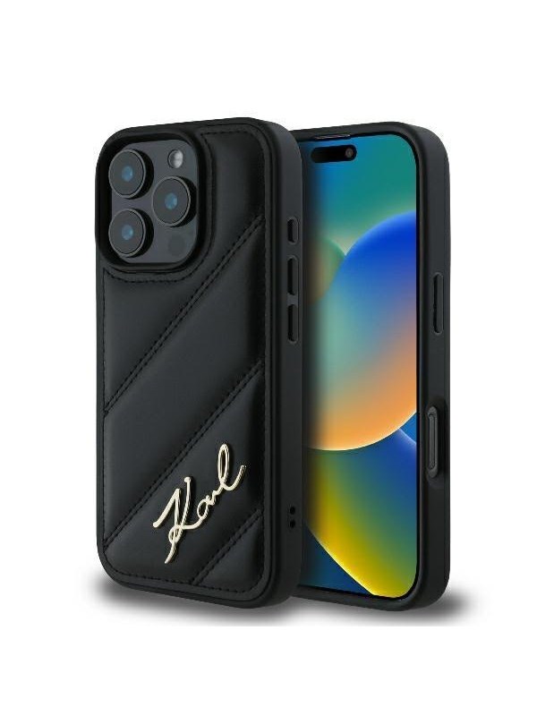 Karl Lagerfeld Quilted Signature iPhone 16 Pro Case - Black