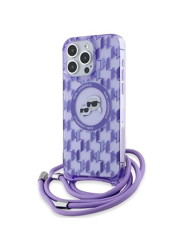 Karl Lagerfeld IML Crossbody Monogram Karl & Choupette Head MagSafe case for iPhone 15 Pro - purple