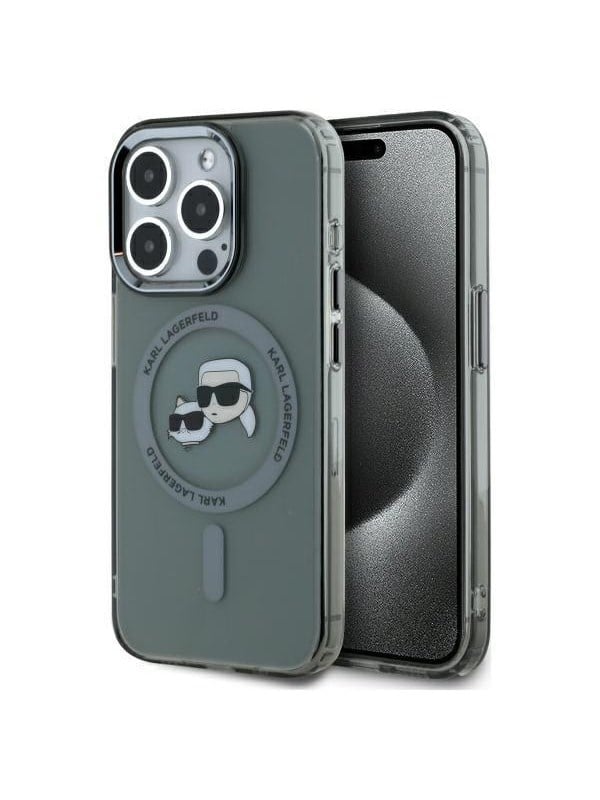 Karl Lagerfeld KLHMP15XHLSKCK iPhone 15 Pro Max 6.7" black/black hardcase IML Metal Karl&Choupette Head MagSafe