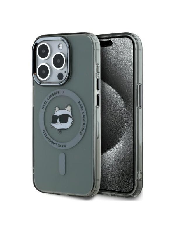 Karl Lagerfeld KLHMP15LHLSCHK iPhone 15 Pro 6.1" black/black hardcase IML Metal Choupette Head MagSafe