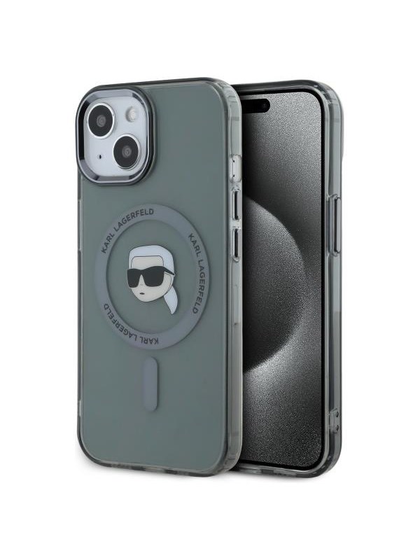 Karl Lagerfeld KLHMP15SHLSKIK iPhone 15 6.1" black/black hardcase IML Metal Karl Head MagSafe