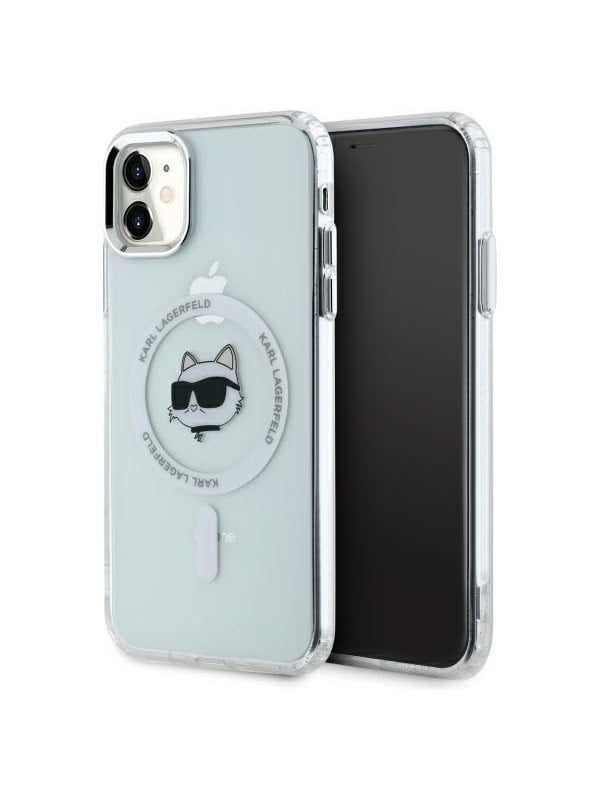 Karl Lagerfeld IML Metal Choupette Head MagSafe iPhone 11 Case - White