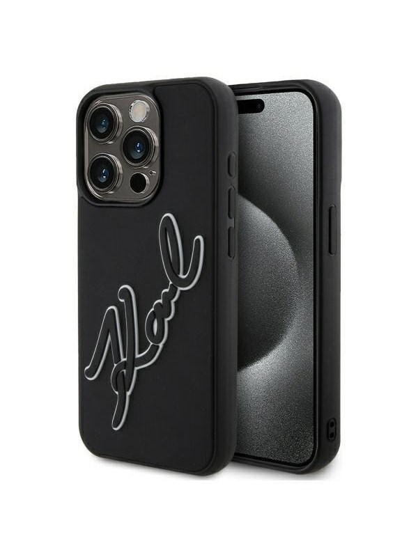 Karl Lagerfeld 3D Rubber Signature Case for iPhone 15 Pro - Black
