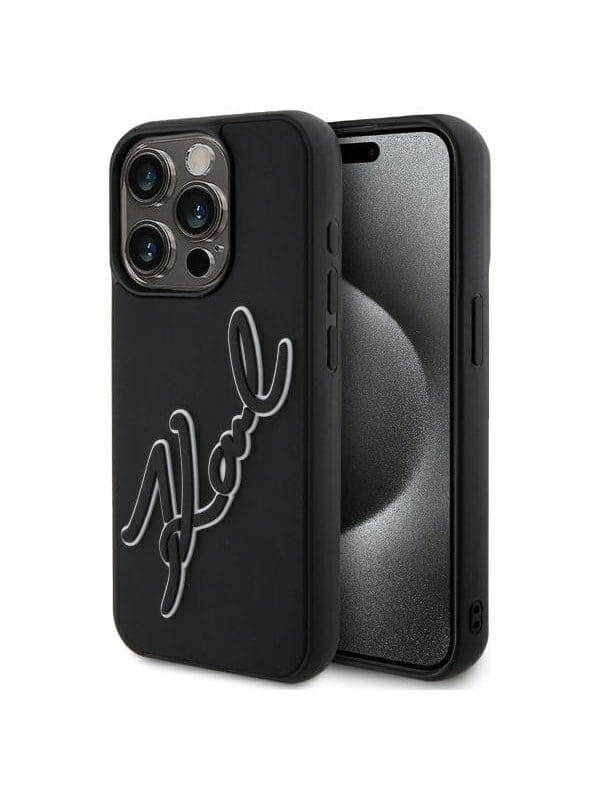 Karl Lagerfeld 3D Rubber Signature Case for iPhone 15 Pro - Black