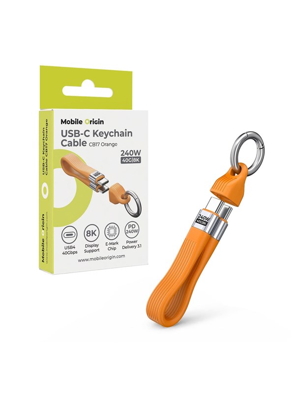 Mobile Origin CB17 240W 40Gbps 8K USB-C Keychain Cable - Orange