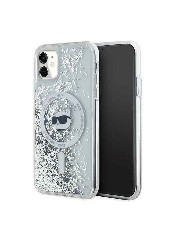 Karl Lagerfeld Liquid Glitter Choupette Head MagSafe Case for iPhone 11 / Xr - Transparent
