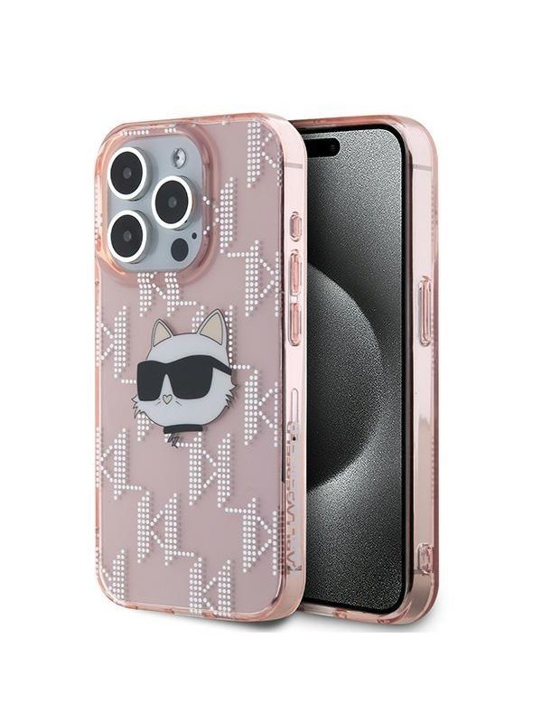Karl Lagerfeld IML Choupette Head & Monogram case for iPhone 15 Pro Max - pink
