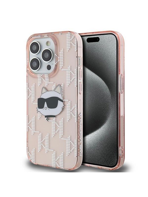 Karl Lagerfeld IML Choupette Head & Monogram case for iPhone 14 Pro - pink