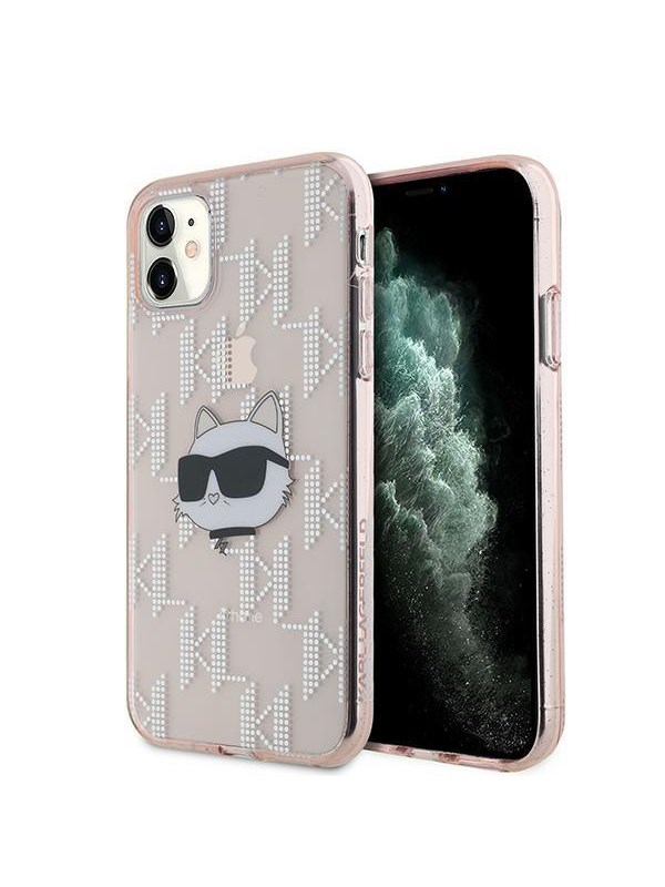 Karl Lagerfeld IML Choupette Head & Monogram case for iPhone 11 / Xr - pink