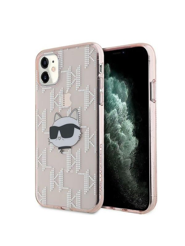 Karl Lagerfeld IML Choupette Head & Monogram case for iPhone 11 / Xr - pink