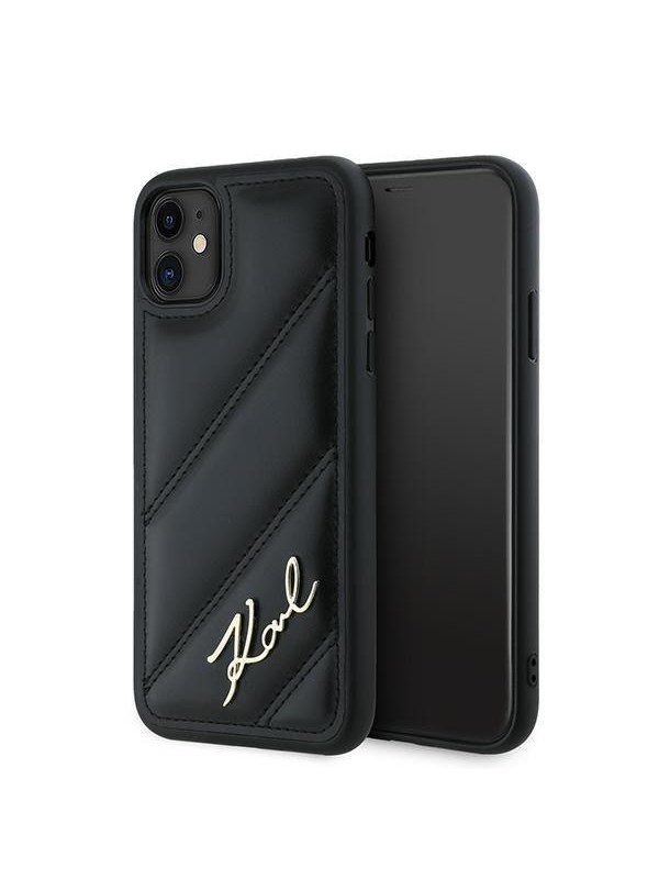 Karl Lagerfeld Diagonal Quilted Script case for iPhone 11 / Xr - black