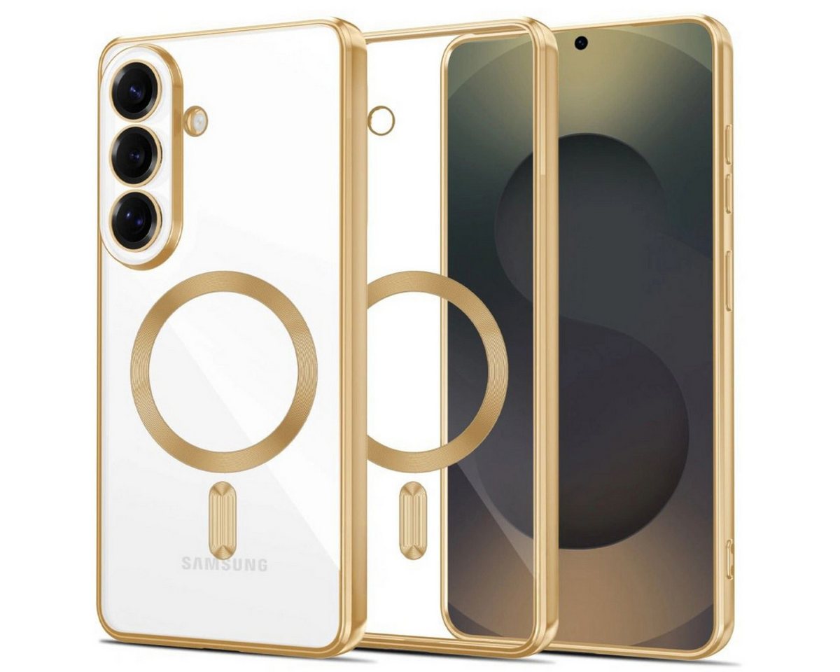 Tech-Protect MagFlex Case for Samsung Galaxy S26 - Clear and Gold