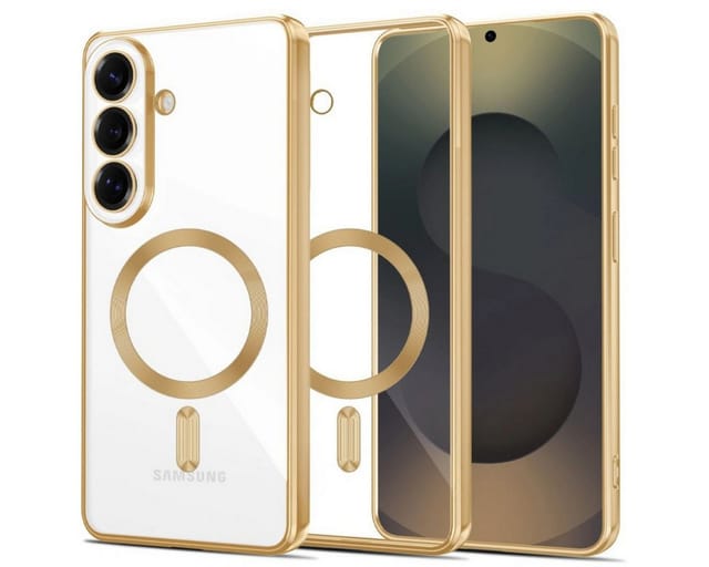 Tech-Protect MagFlex Case for Samsung Galaxy S26 - Clear and Gold
