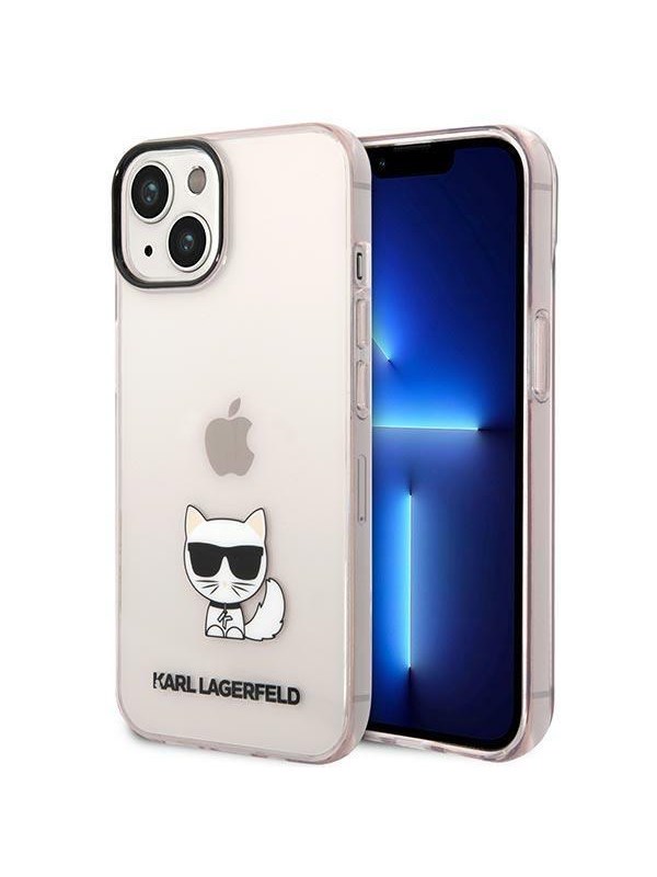 Karl Lagerfeld Transparent Choupette Body Case for iPhone 14 Plus / 15 Plus 6.7" - Pink