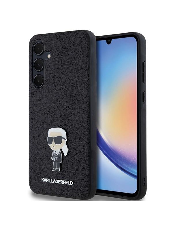 Karl Lagerfeld Fixed Glitter Ikonik Logo Metal Pin case for Samsung Galaxy A35 - black