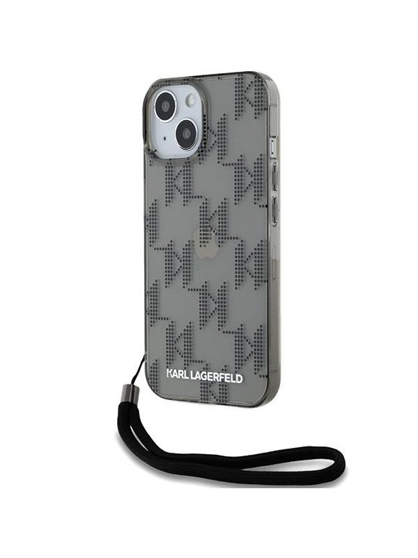 Karl Lagerfeld IML Mono KL Pattern & Cord case for iPhone 15 / 14 / 13 - black