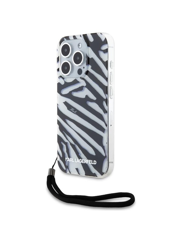 Karl Lagerfeld IML Zebra Pattern & Cord case for iPhone 15 Pro - black