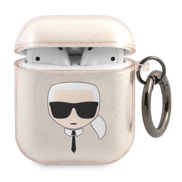 Karl Lagerfeld Glitter Karl's Head Case for AirPods 1/2 - Gold