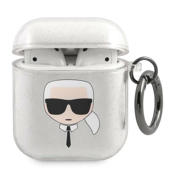 Karl Lagerfeld Glitter Karl's Head case for AirPods 1/2 - silver