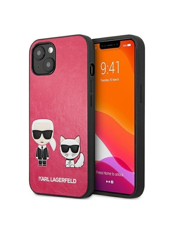 Karl Lagerfeld Ikonik Karl&Choupette iPhone 13 mini case - fuchsia