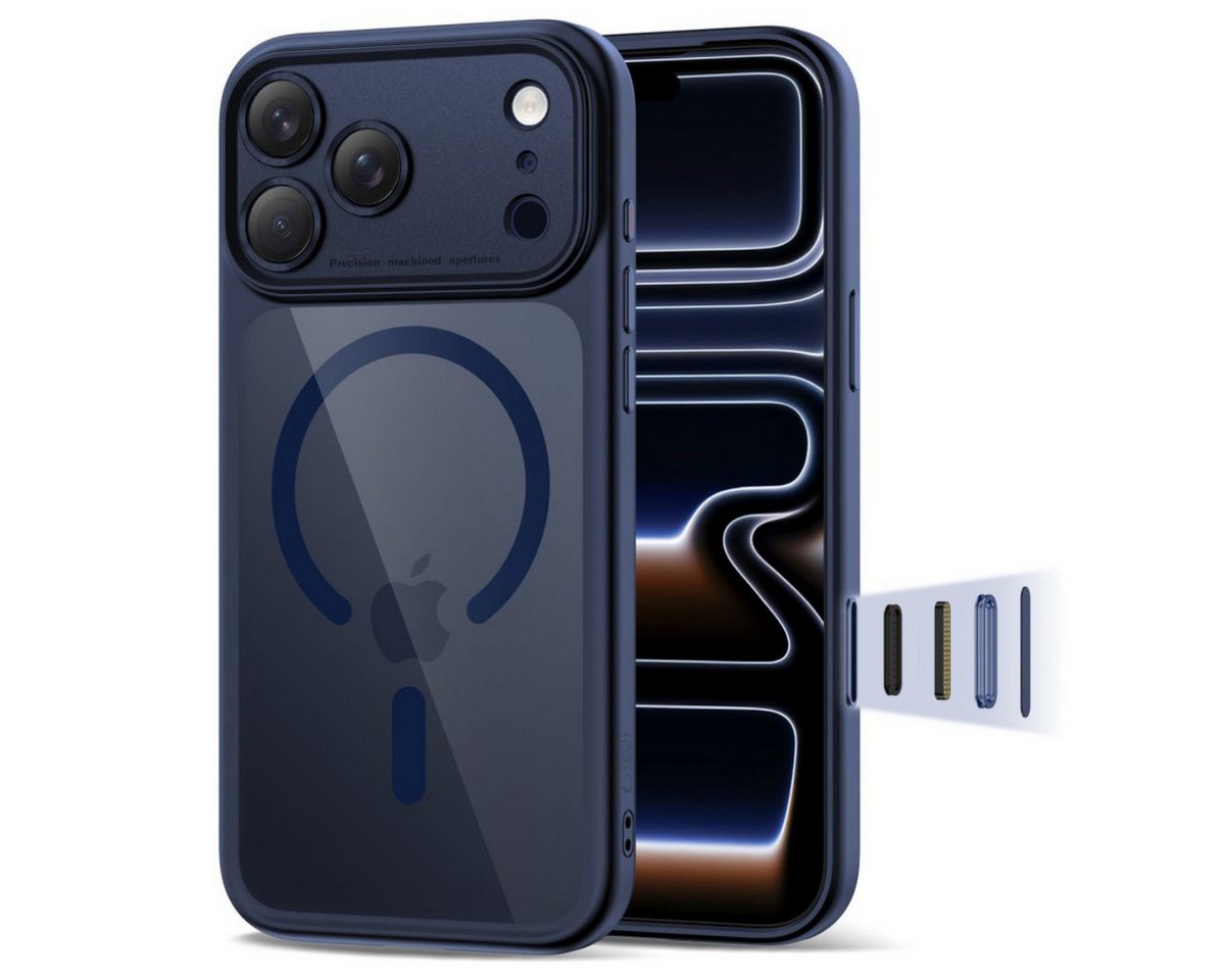 Tech-Protect Magpeak Magsafe CC Case for iPhone 17 Pro - Clear and Navy Blue Bild 2