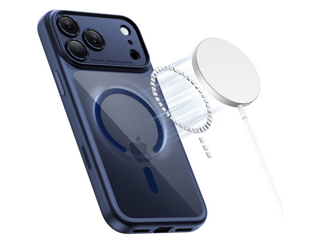 Tech-Protect Magpeak Magsafe CC Case for iPhone 17 Pro - Clear and Navy Blue Bild 3