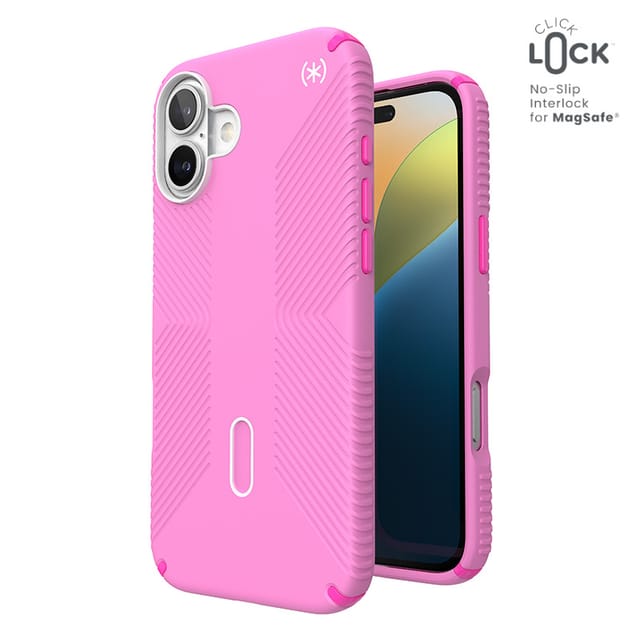 Speck Presidio2 Grip ClickLock & MagSafe - iPhone 16 Plus Case - True Pink / Shocking Pink / White