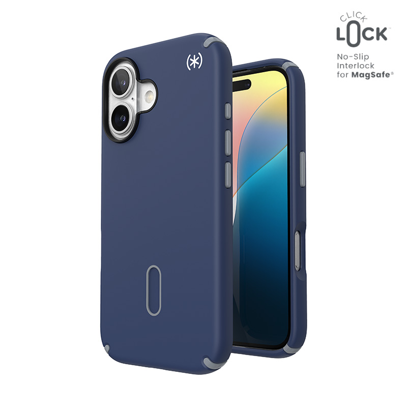 Speck Presidio2 Pro ClickLock & MagSafe - iPhone 16 Case - Coastal Blue / Dust Gray / White