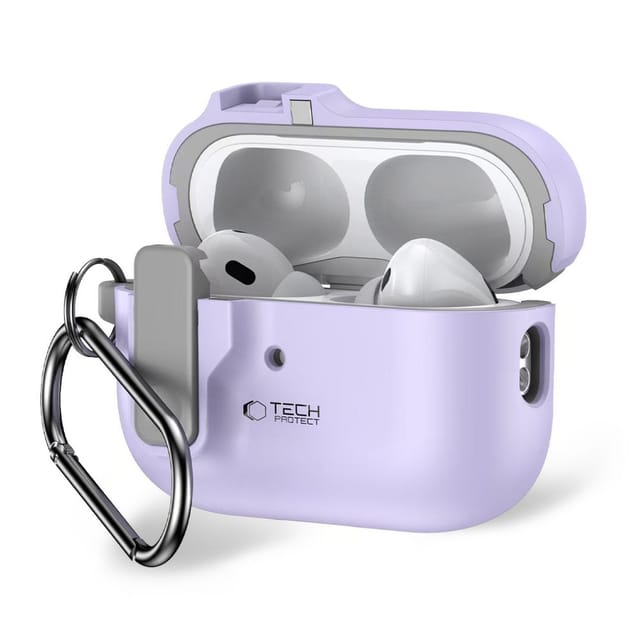 Tech-Protect Slim Hook Case with Carabiner for Apple AirPods Pro 1/2 - Purple