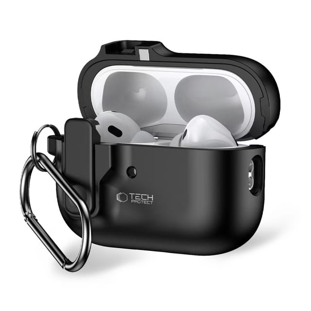 Tech-Protect Slim Hook Case with Carabiner for Apple AirPods Pro 1/2 - Black