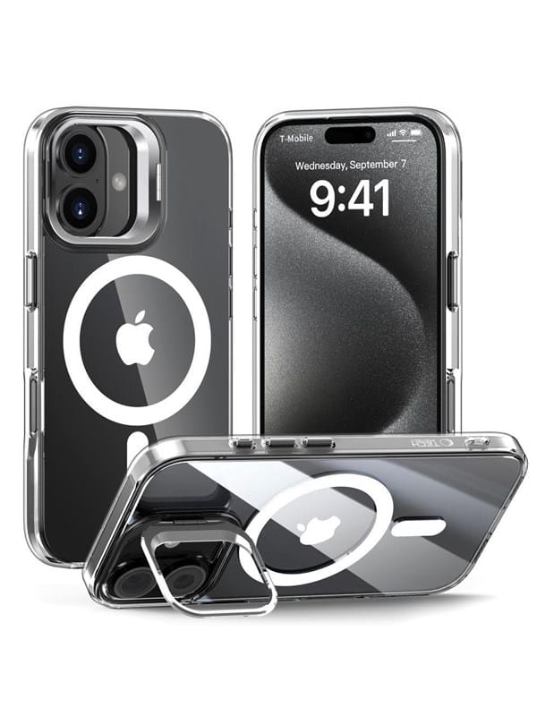 Tech-Protect MagStand MagSafe Case for iPhone 16 - Transparent
