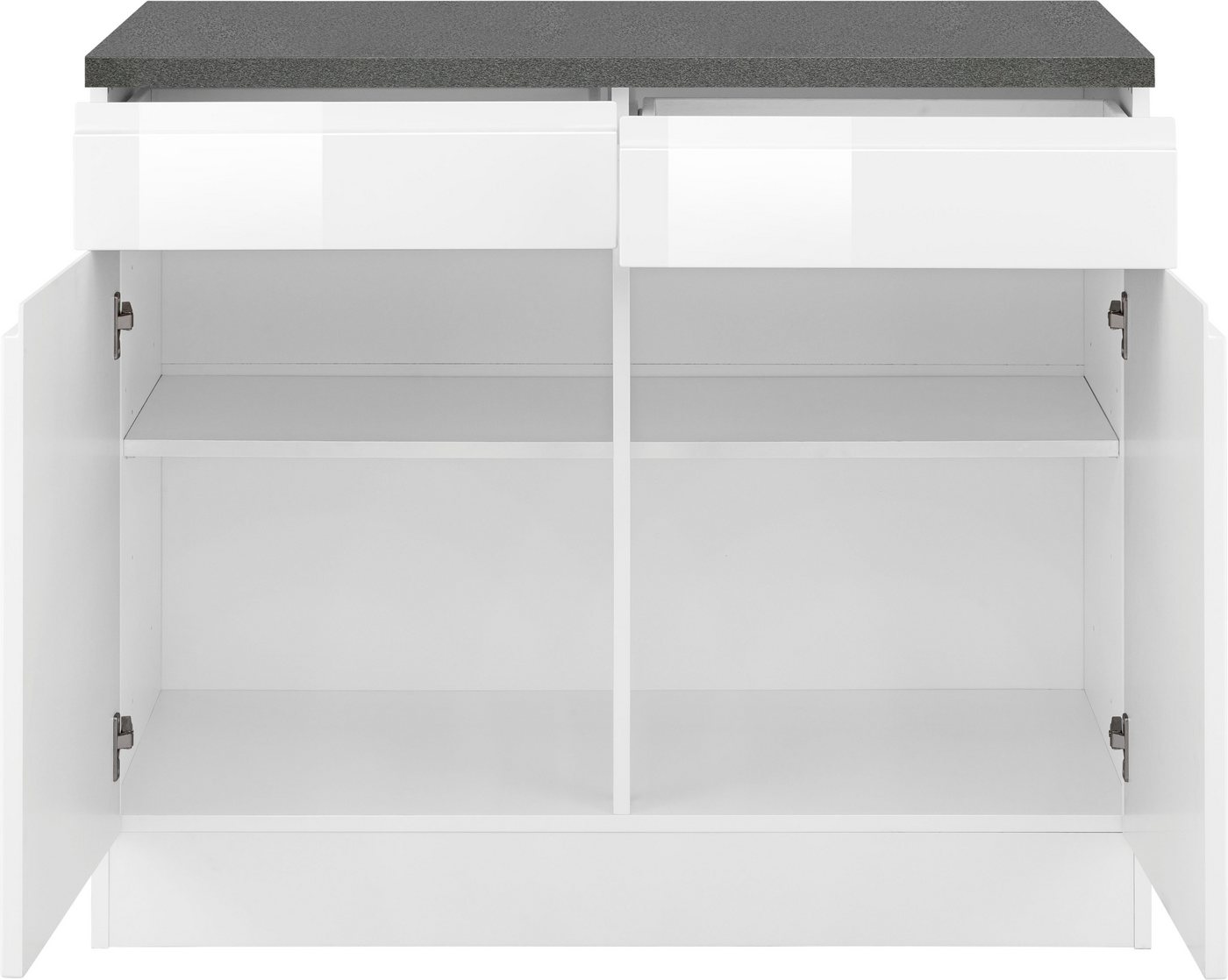 KOCHSTATION Unterschrank KS-Virginia,neu in verbesserter Ausführung (Stauraum, Softclose, mit CPL-Arbeitsplatte) Breite 100 cm, 2 Türen, Soft-Close-Funktion