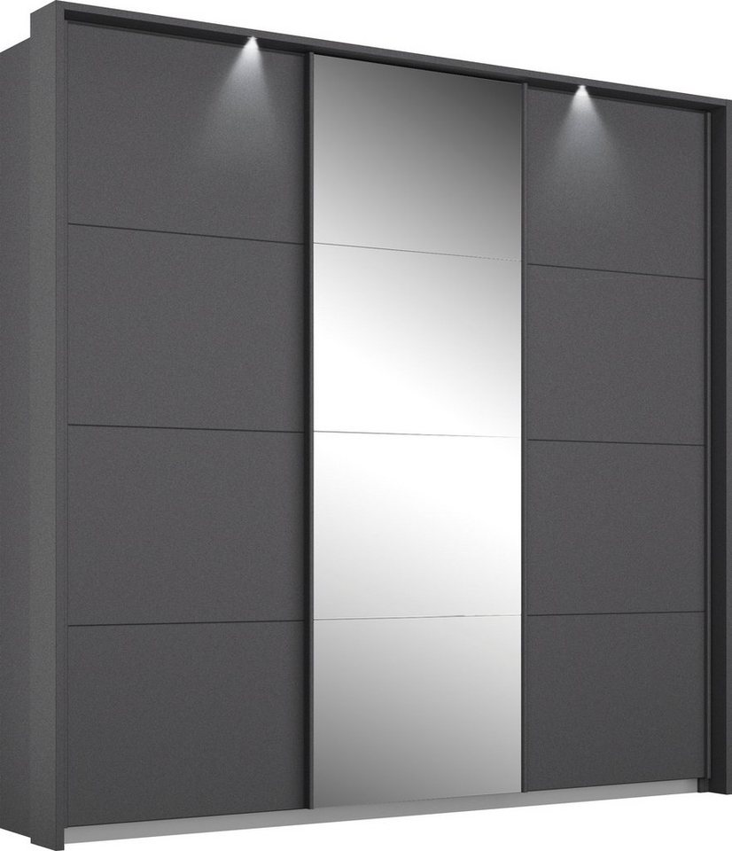 rauch Schwebetürenschrank Kleiderschrank Schrank Garderobe Schlafzimmerschrank Ankleide KEPAN (optional mit Beleuchtung, Breiten: 211-368 cm, Höhen 213/233 cm) inkl. Schubladeneinsatz und Passepartout MADE IN GERMANY