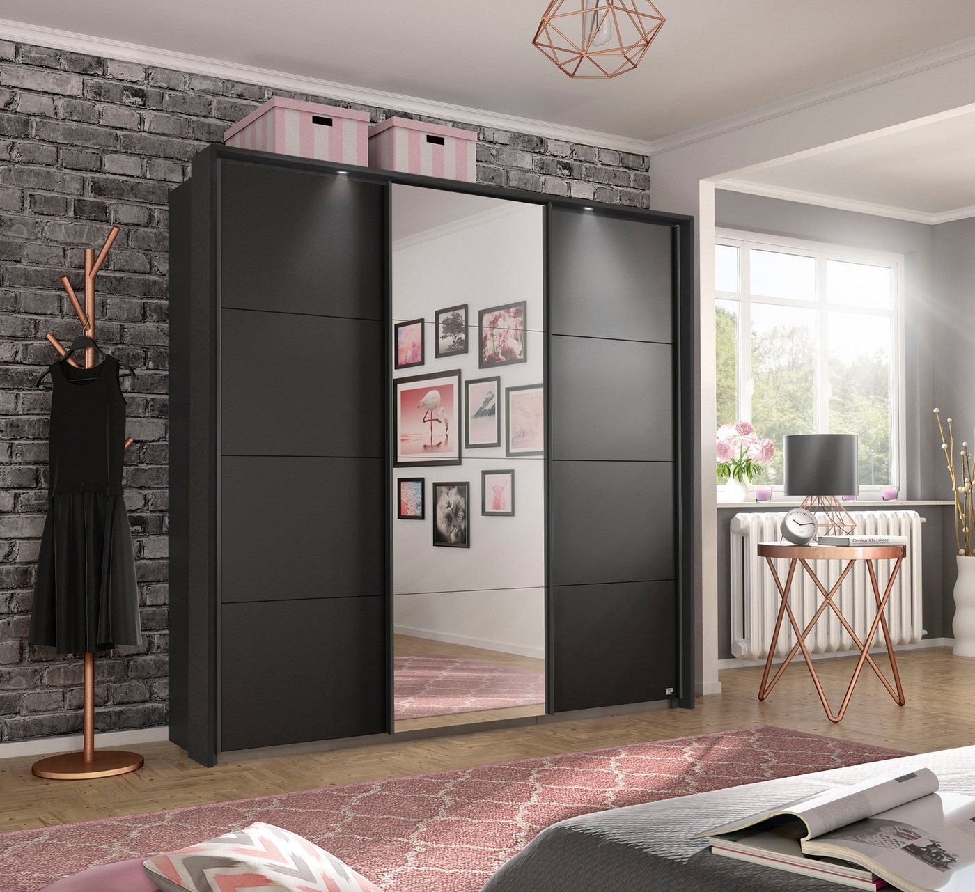 rauch Schwebetürenschrank Kleiderschrank Schrank Garderobe Schlafzimmerschrank Ankleide KEPAN (optional mit Beleuchtung, Breiten: 211-368 cm, Höhen 213/233 cm) inkl. Schubladeneinsatz und Passepartout MADE IN GERMANY Bild 4
