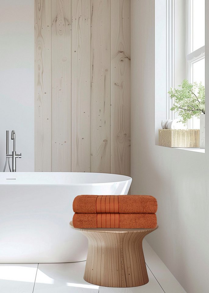 good morning Badetuch Uni Towels, Frottier (2-St), Baumwolle, Walkfrottee, Bordüre, 500 GSM, Einfarbig, ohne Aufhängung Bild 4