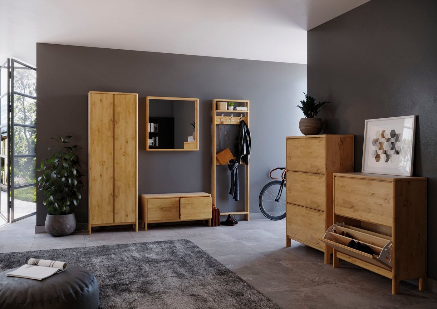 OTTO home Garderobenschrank Luven, Dielenschrank, Kleiderschrank, Schrank FSC®-zertifiziertes Massivholz Kiefer, Höhe 192 cm Bild 2