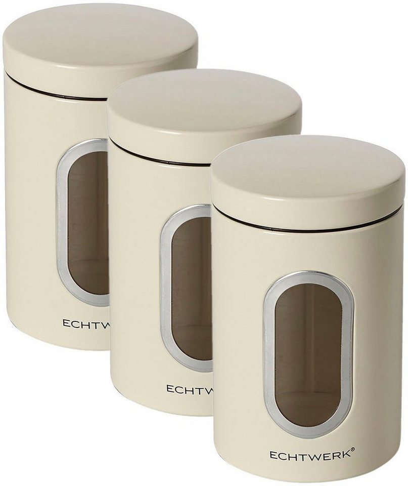 ECHTWERK Vorratsdose Aufbewahrungsdosen-Set mit Sichtfenster, je 1,4 Liter, Metall, (Set, 3-tlg), für Mehl, Müsli, Kaffee oder Zucker, mit Klick-Deckel Bild 5