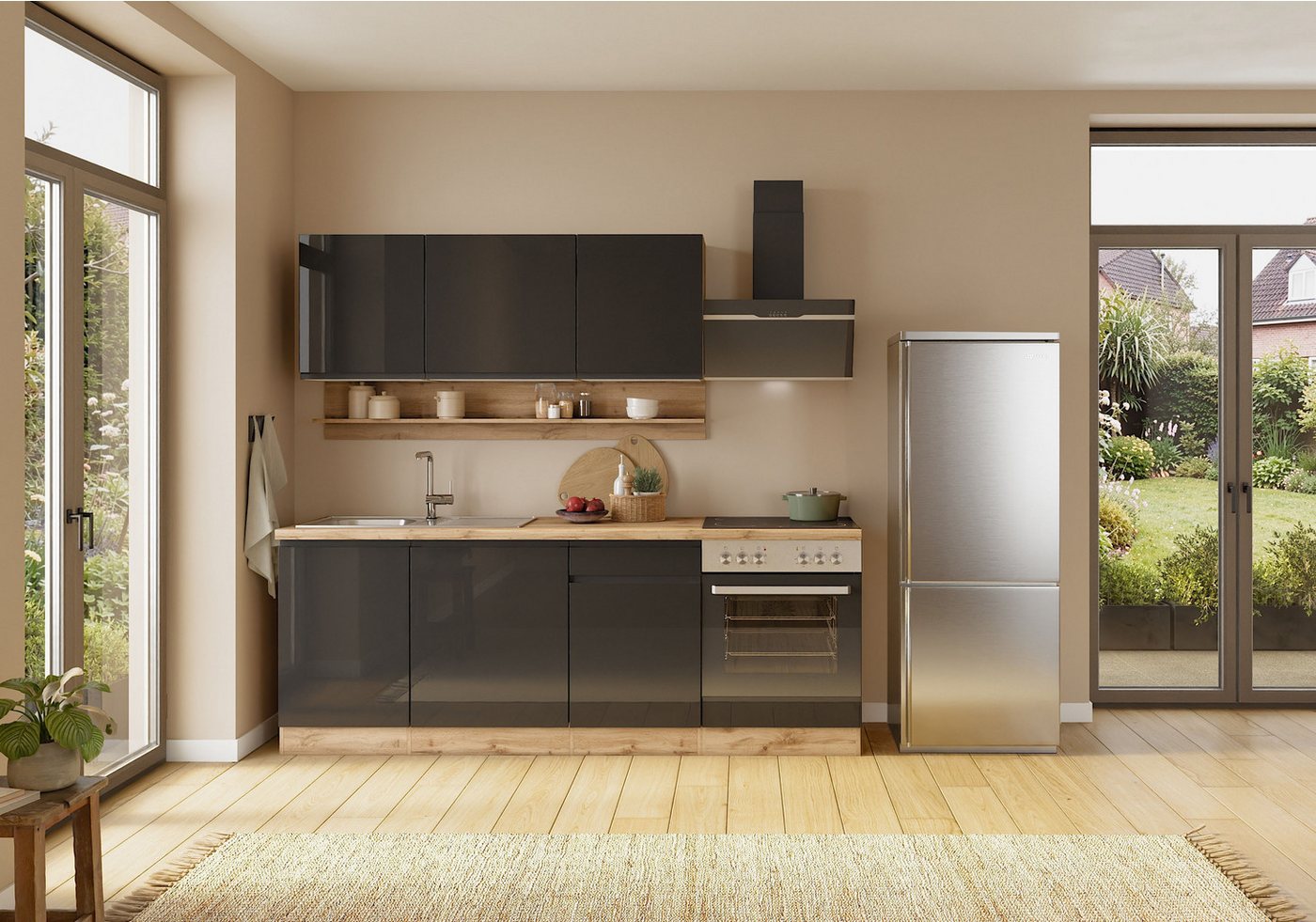 KOCHSTATION Küchenzeile KS-Virginia,neu in verbesserter Ausführung, Breite 220 cm, Soft-Close, wahlweise mit E-Geräten Bild 4