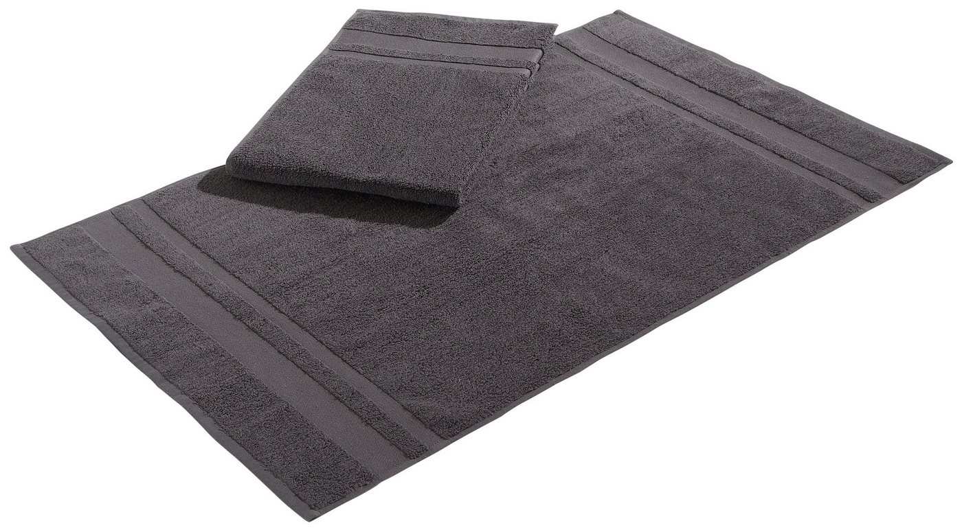 OTTO home Badematte Vanessa, 2 tlg. Hotelmatten-Set, 50x70cm, Höhe 4 mm, schnell trocknend, beidseitig nutzbar, strapazierfähig, Baumwolle, rechteckig, 2-teiliges Set, einfarbig, Badematten Set, Bordüre, 100% Baumwolle Bild 5